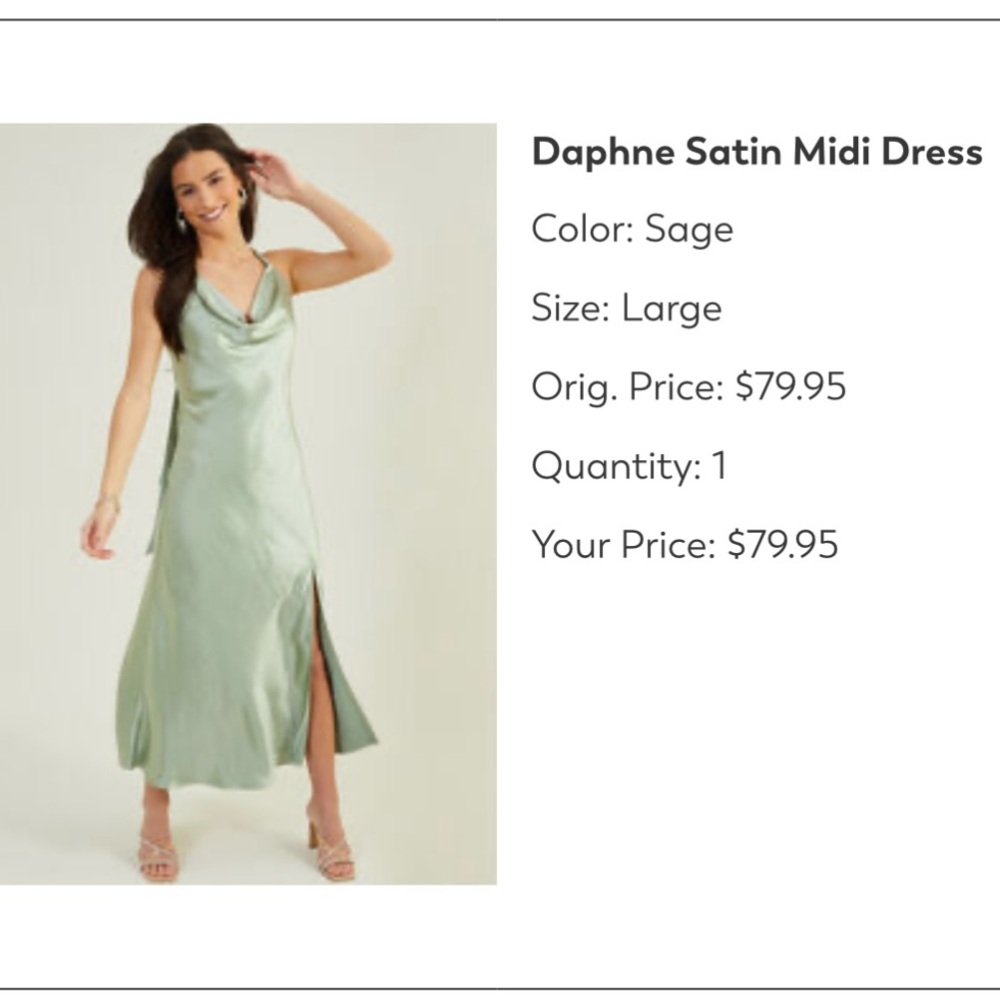 Altar'd State Green Maxi Dress with Slit Cowl Neck